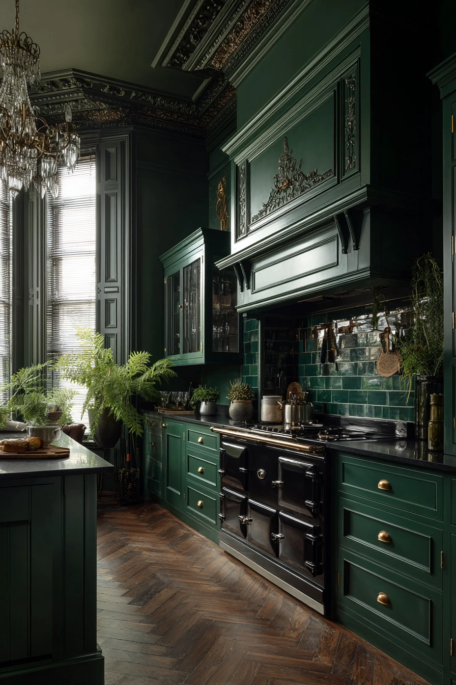 emerald green kitchen cabinets 17