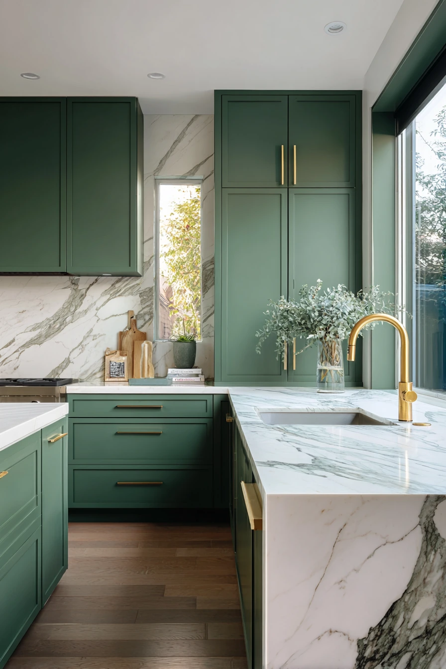emerald green kitchen cabinets 2