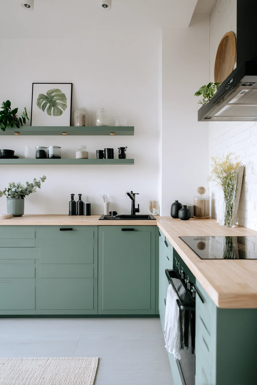 emerald green kitchen cabinets 22