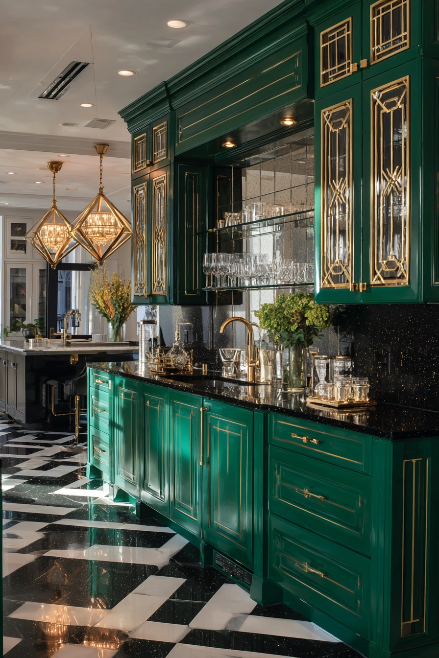 emerald green kitchen cabinets 25