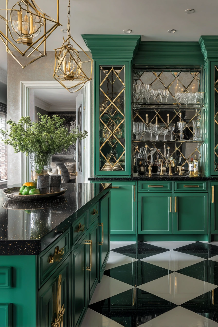 emerald green kitchen cabinets 28