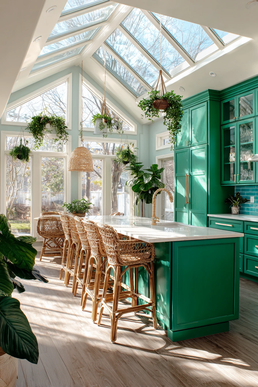emerald green kitchen cabinets 29