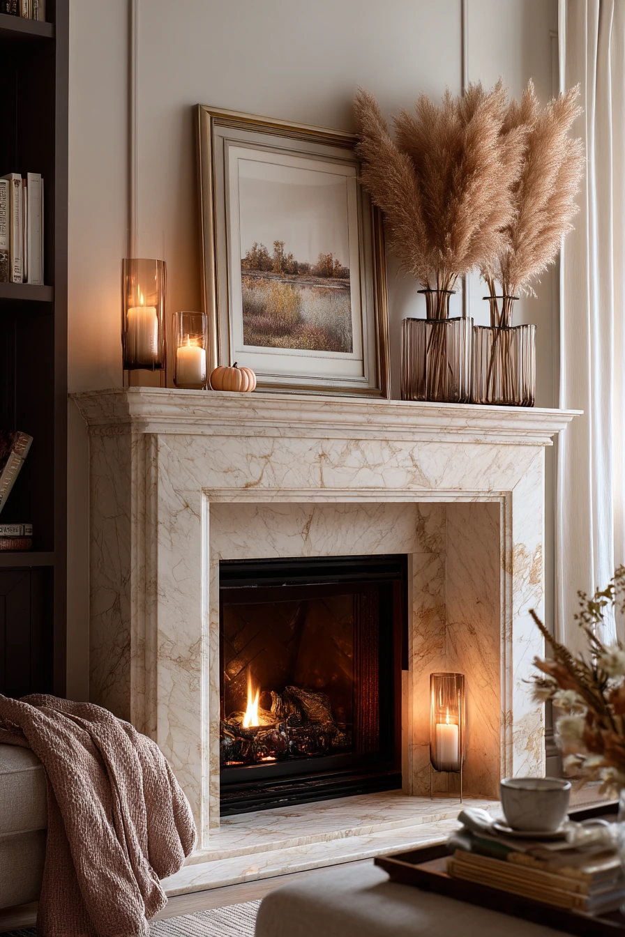 fall mantel decorating ideas 24