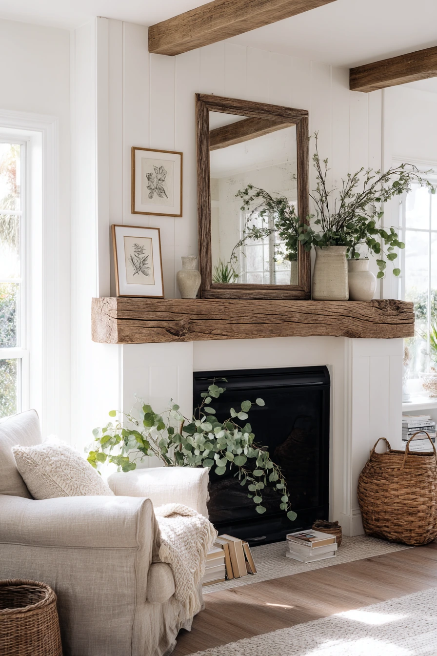 farmhouse fireplace mantel ideas 2