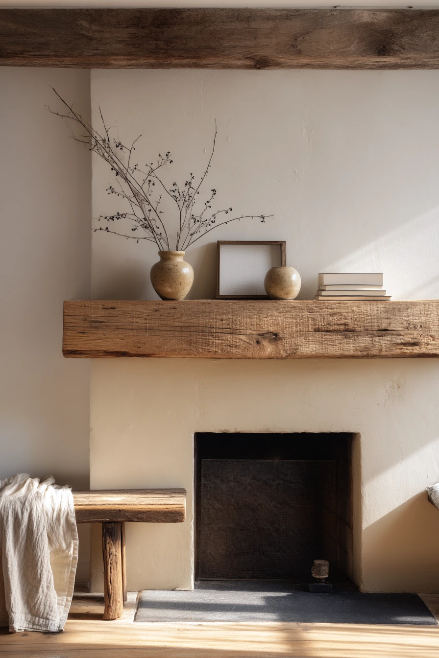 farmhouse fireplace mantel ideas 27