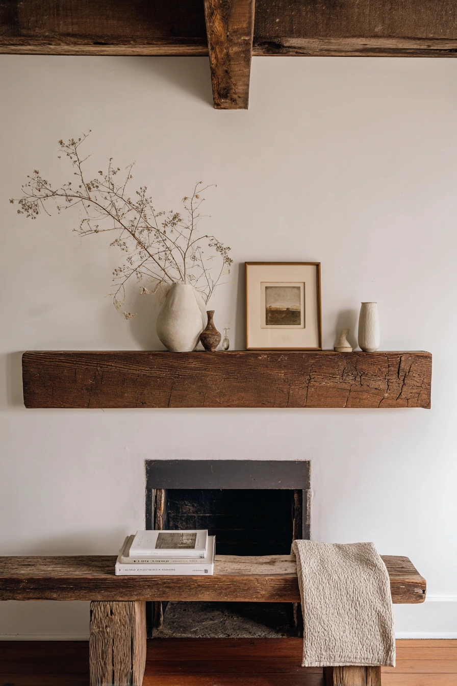 farmhouse fireplace mantel ideas 28