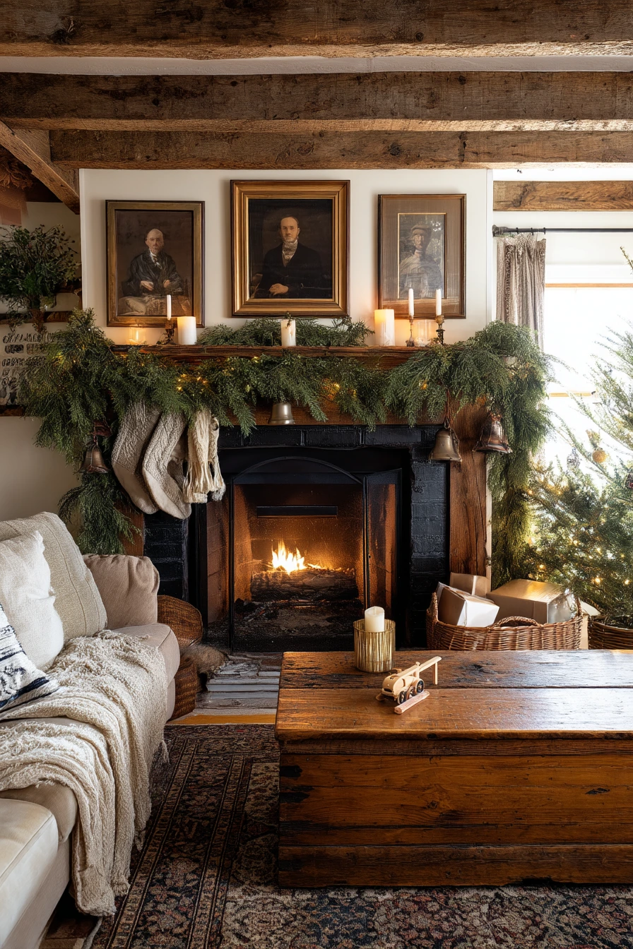 farmhouse fireplace mantel ideas 36