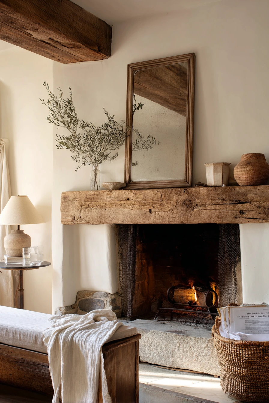 farmhouse fireplace mantel ideas 37