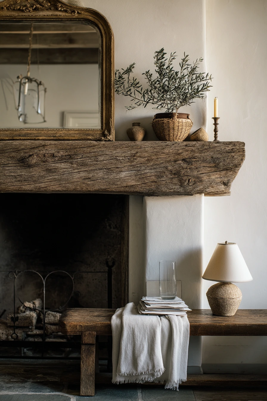 farmhouse fireplace mantel ideas 40