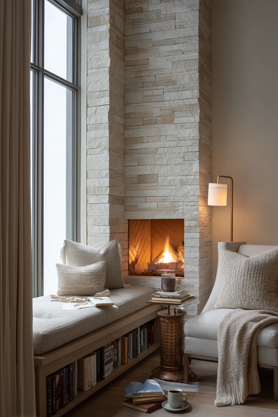 floor to ceiling fireplace ideas 32