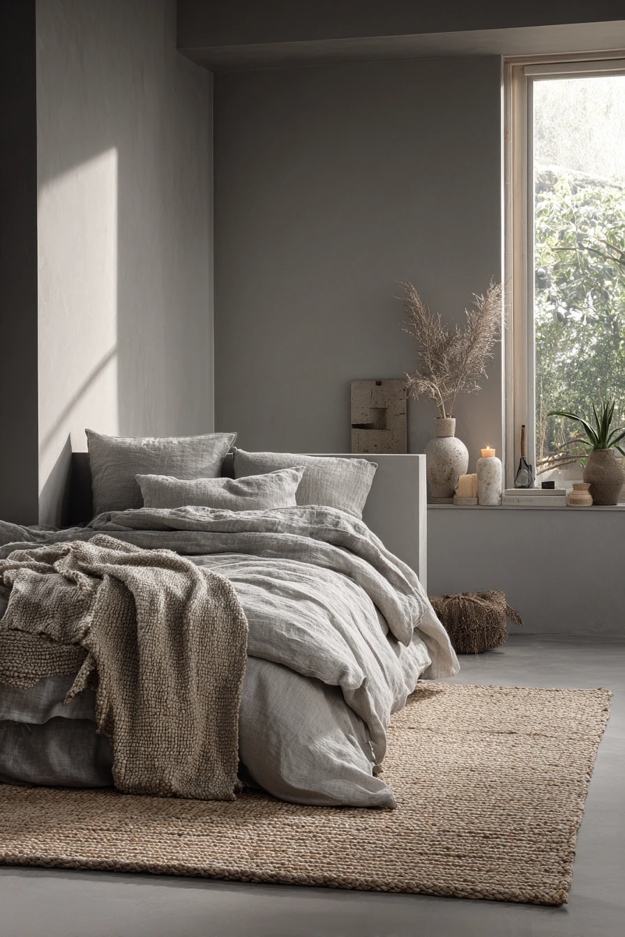 grey boho bedroom 10