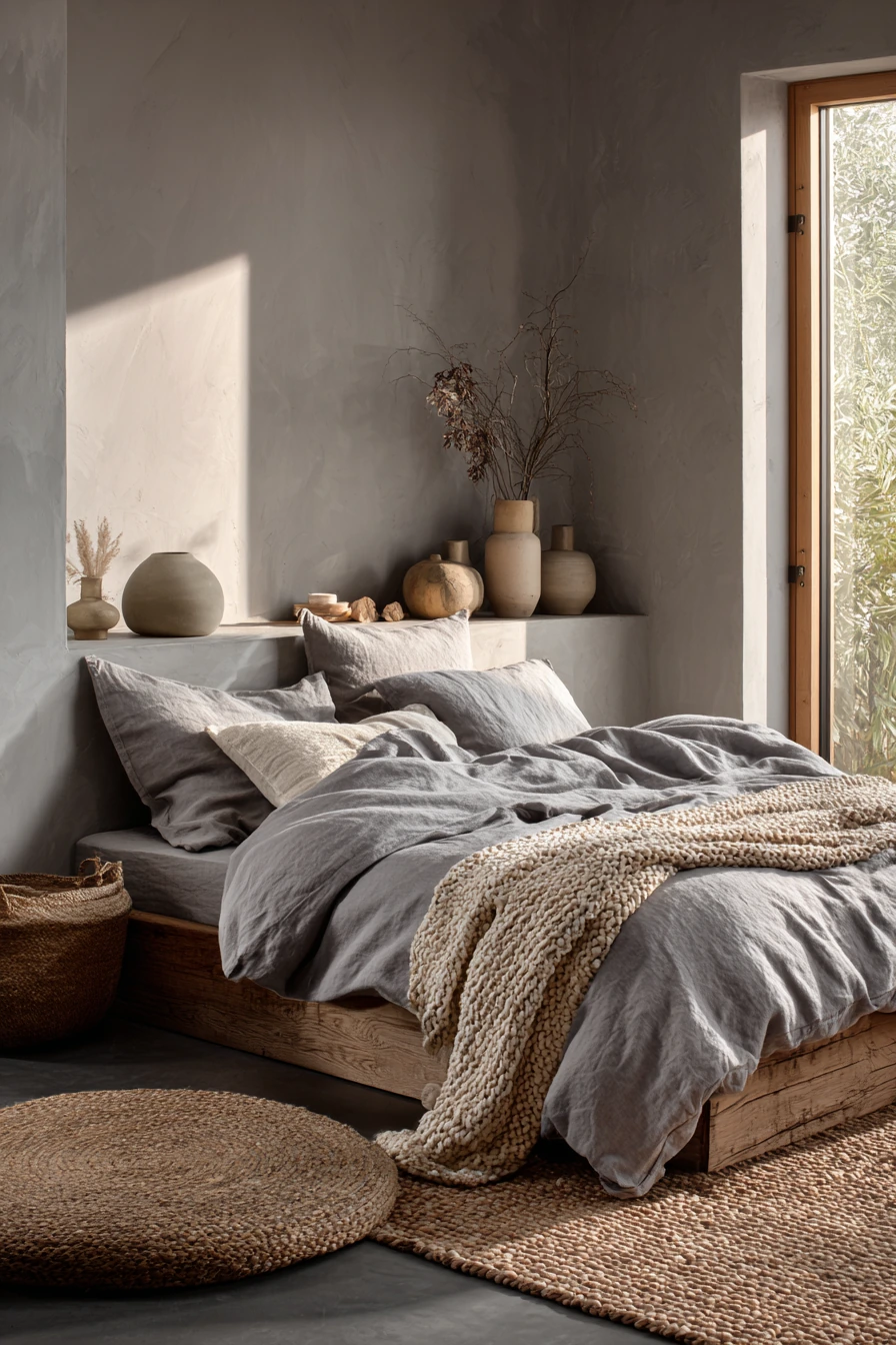 grey boho bedroom 12