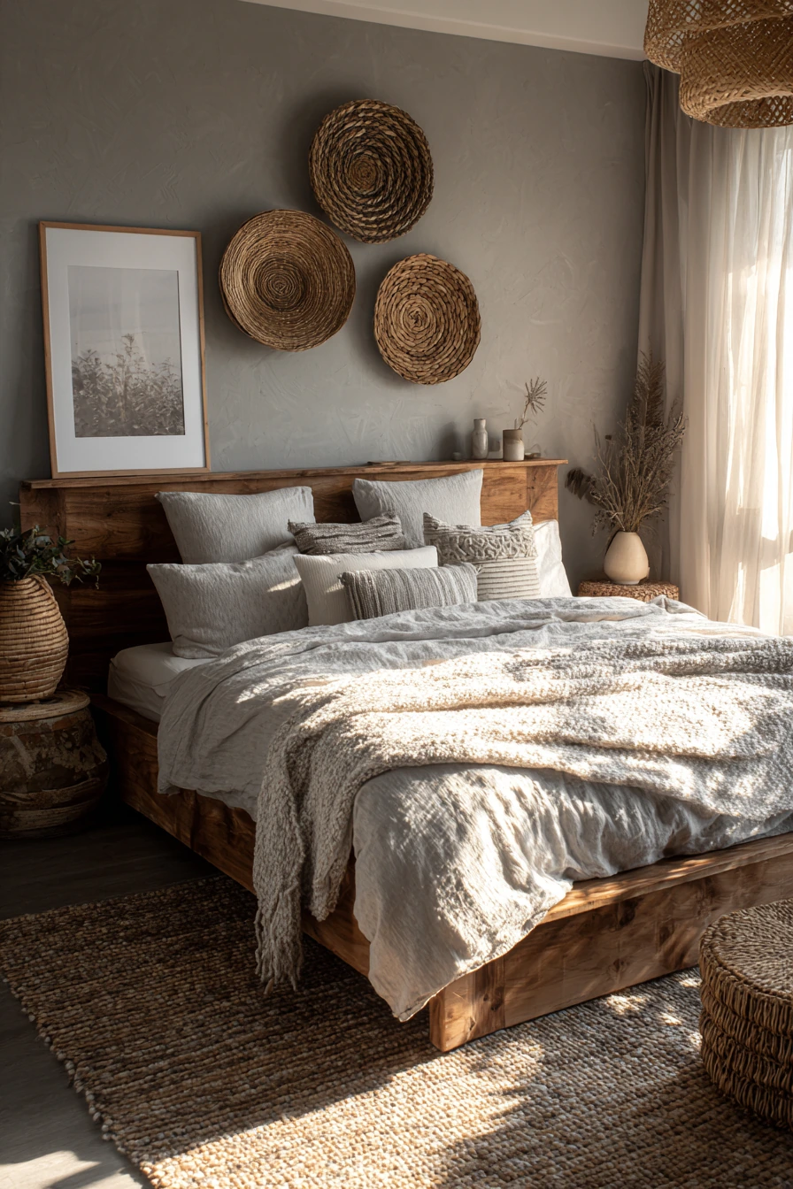 grey boho bedroom 18