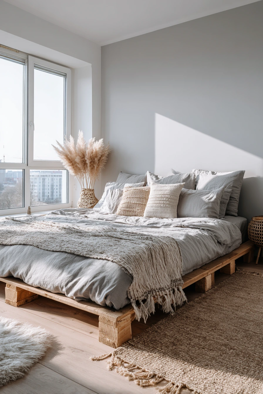 grey boho bedroom 24