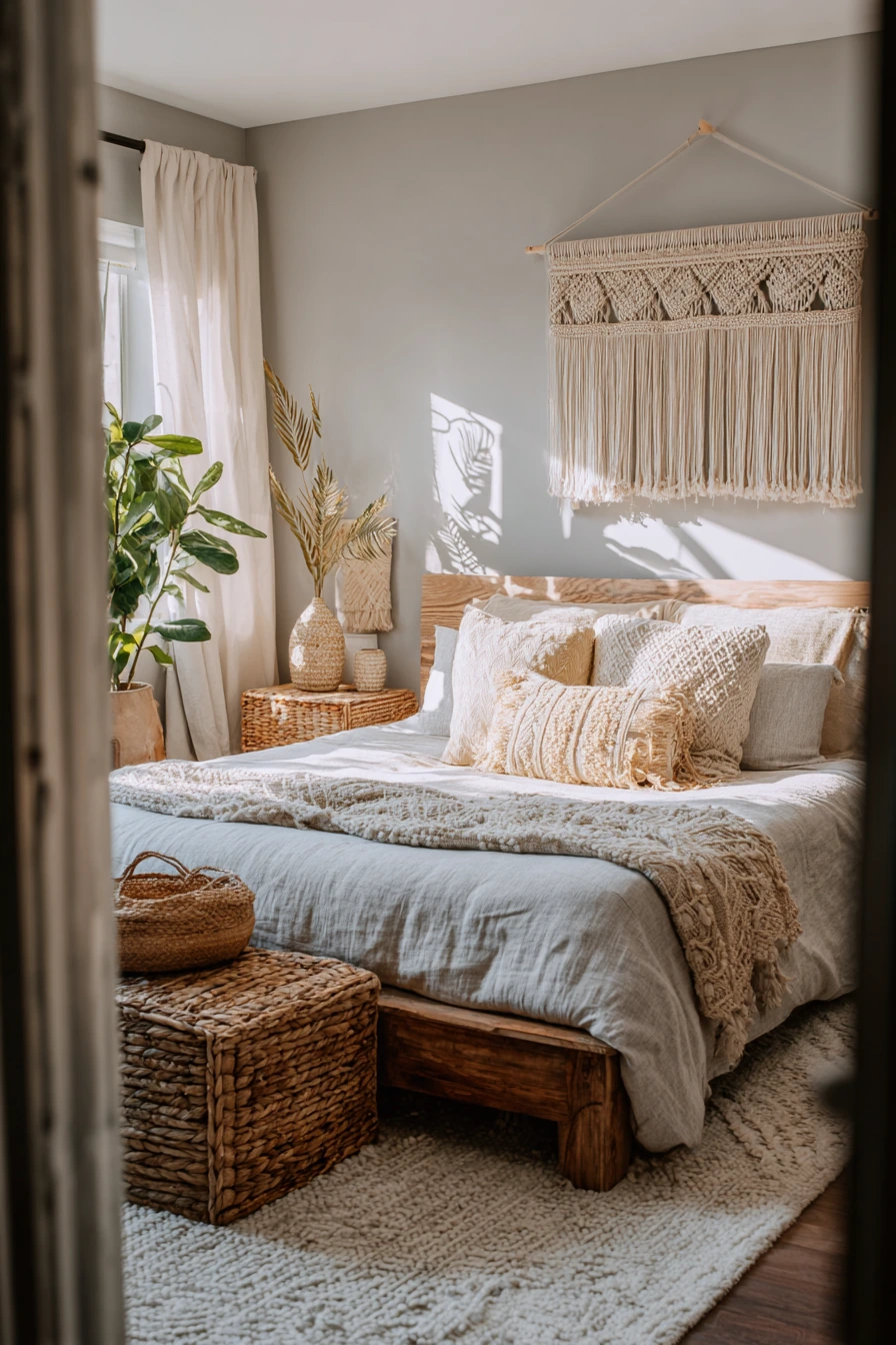 grey boho bedroom 25
