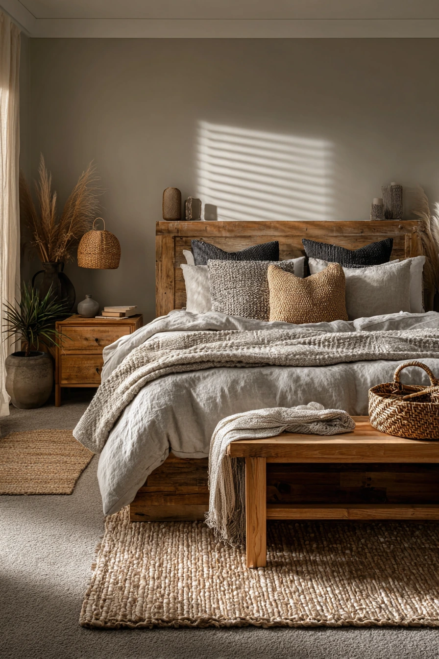 grey boho bedroom 30