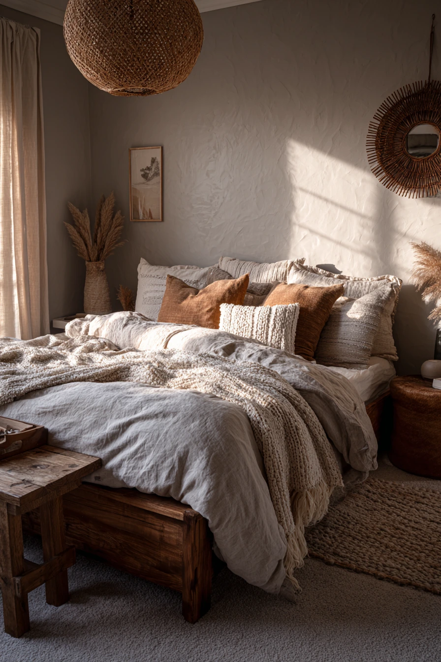grey boho bedroom 31