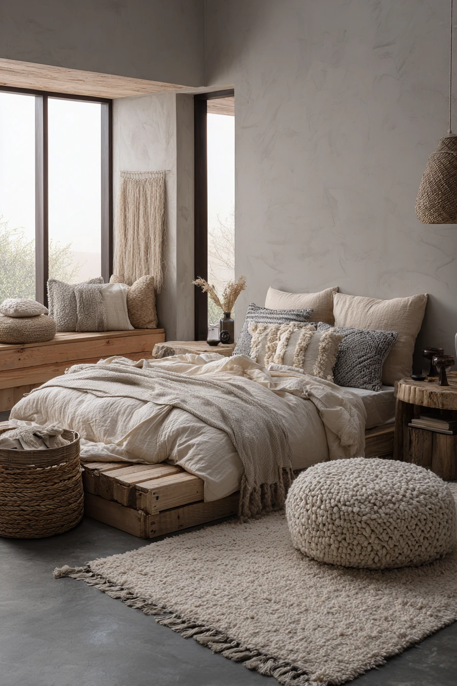 grey boho bedroom 34