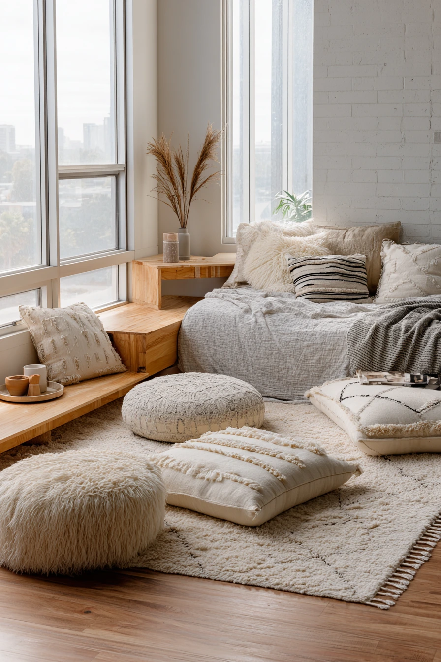 grey boho bedroom 36