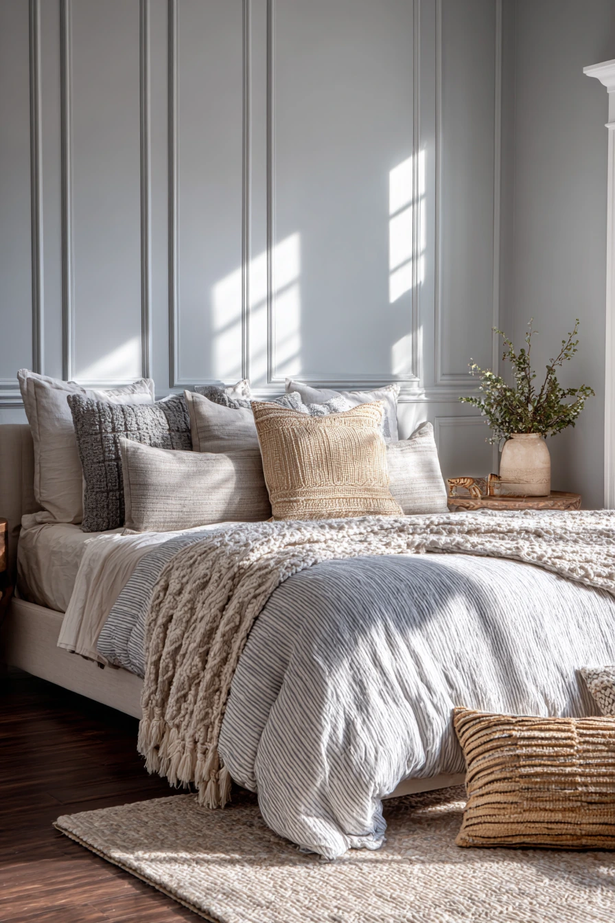 grey boho bedroom 37