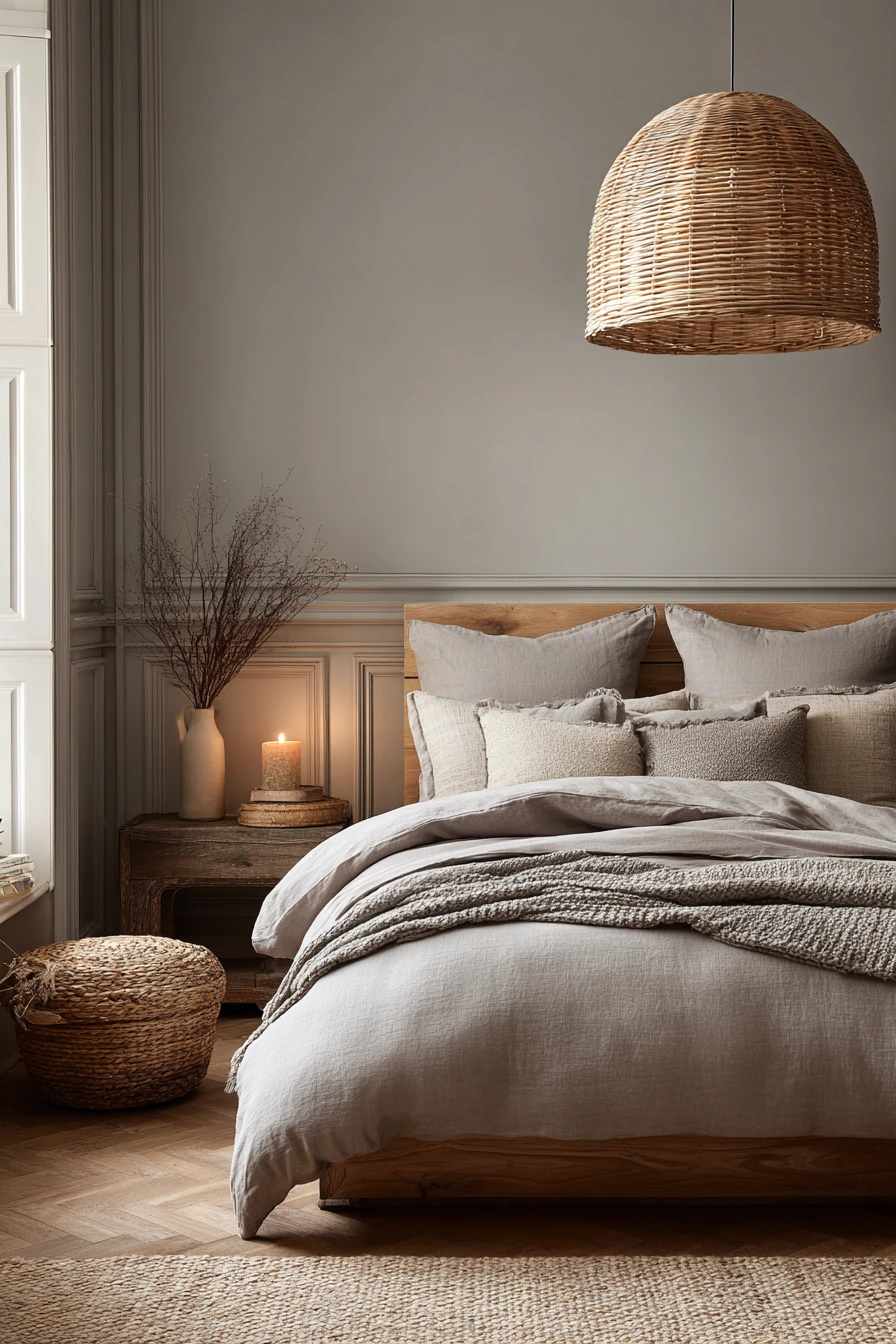 grey boho bedroom 38