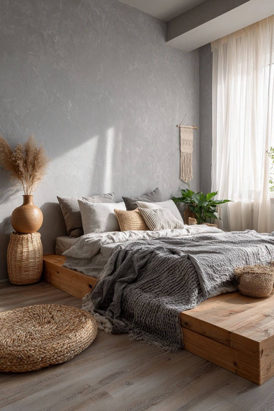 grey boho bedroom 6