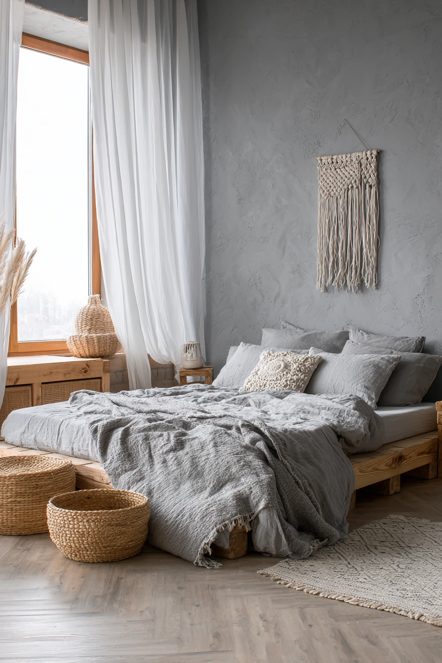 grey boho bedroom 7