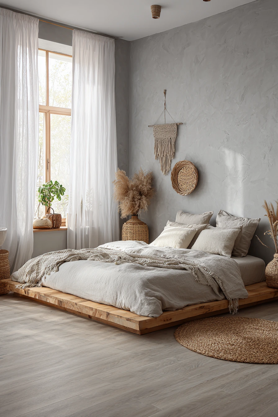 grey boho bedroom 8