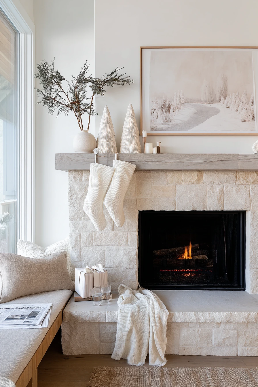 holiday fireplace decorating ideas 14