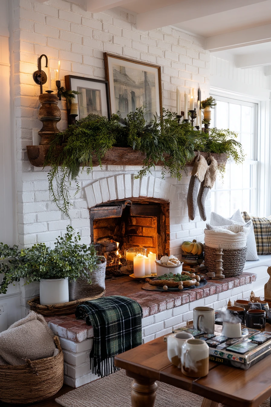 holiday fireplace decorating ideas 17