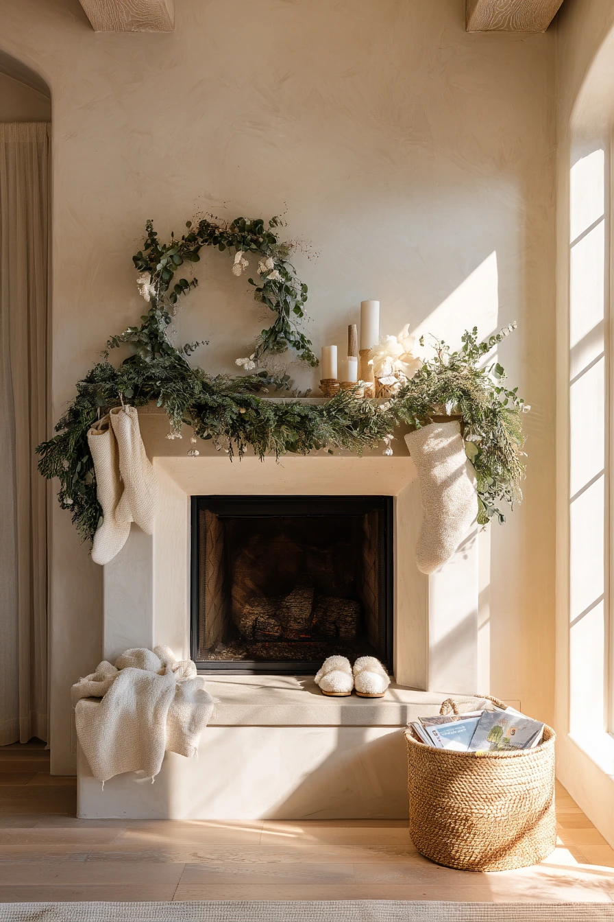 holiday fireplace decorating ideas 25