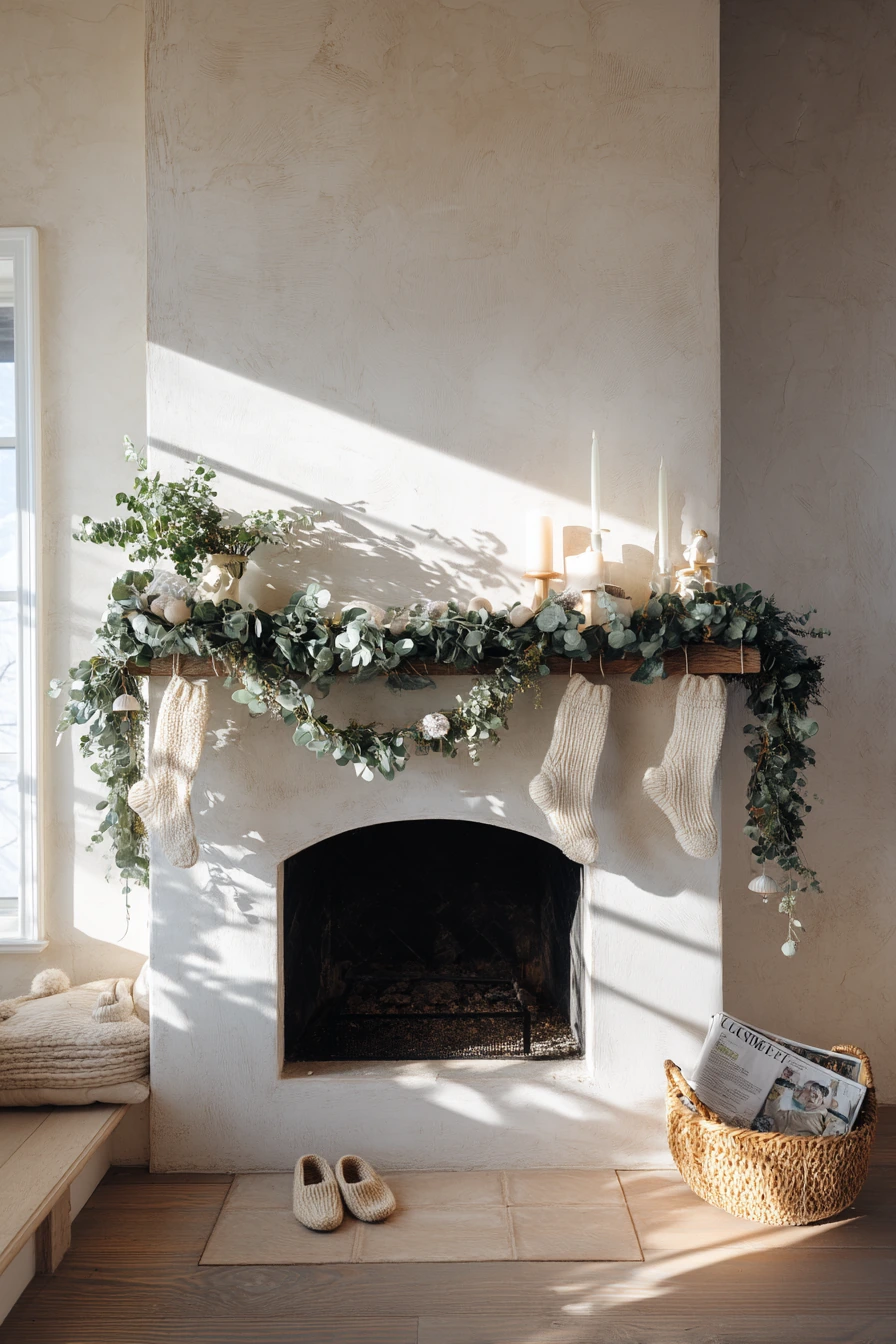 holiday fireplace decorating ideas 26