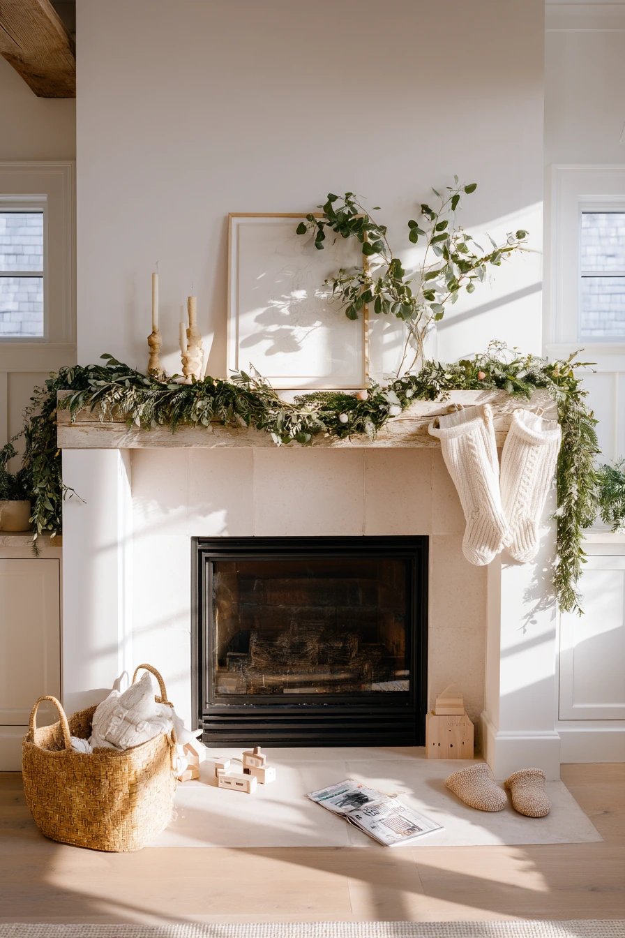 holiday fireplace decorating ideas 27