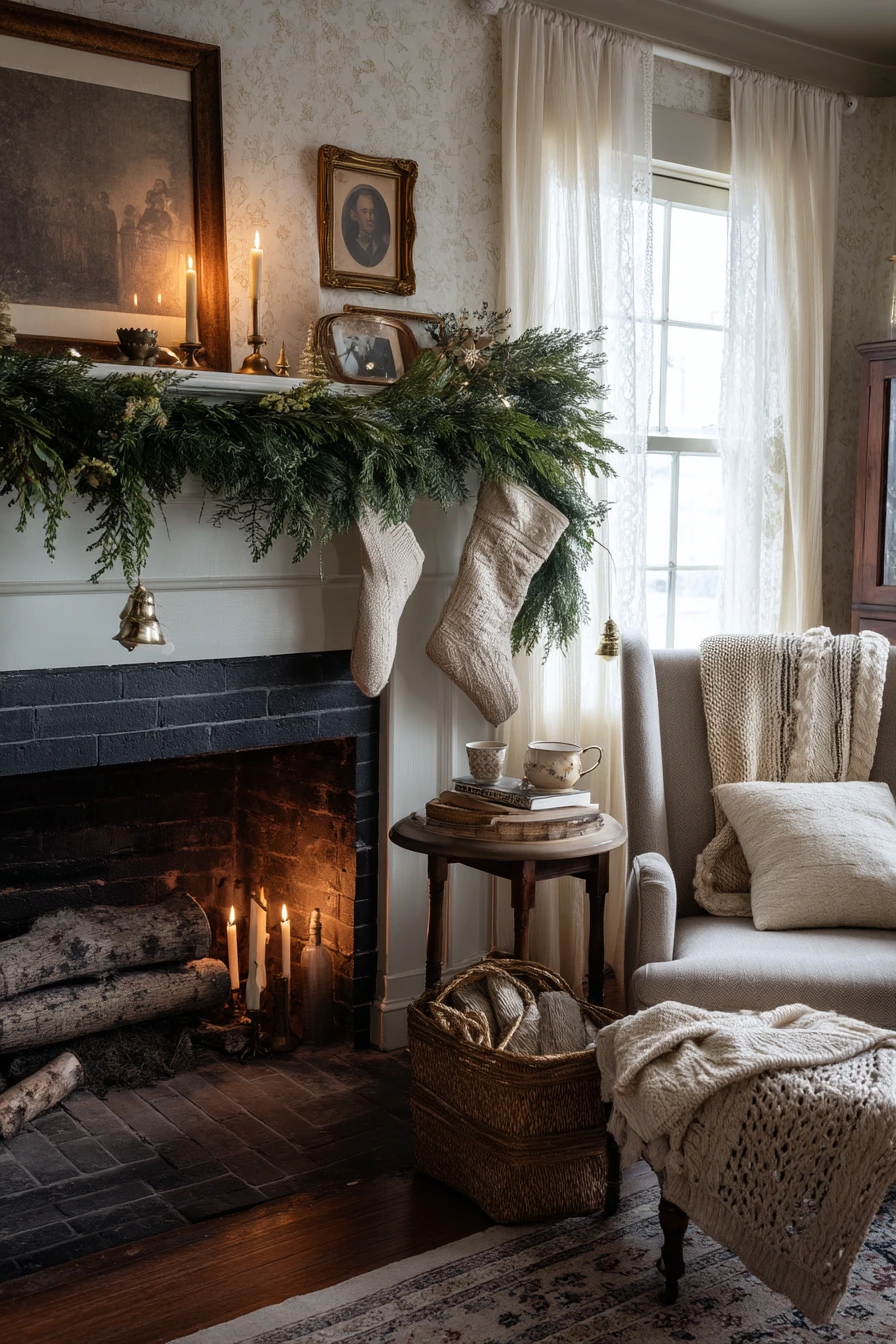 holiday fireplace decorating ideas 34