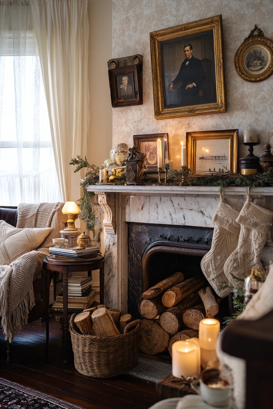 holiday fireplace decorating ideas 35
