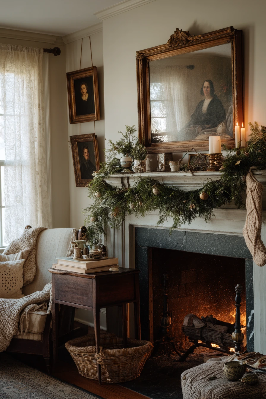 holiday fireplace decorating ideas 36