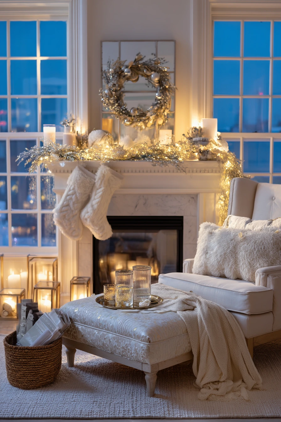 holiday fireplace decorating ideas 37