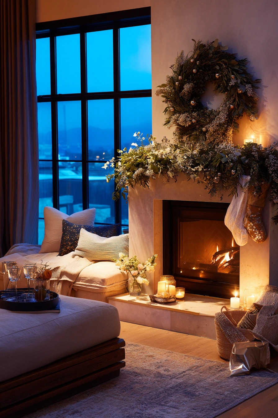 holiday fireplace decorating ideas 38