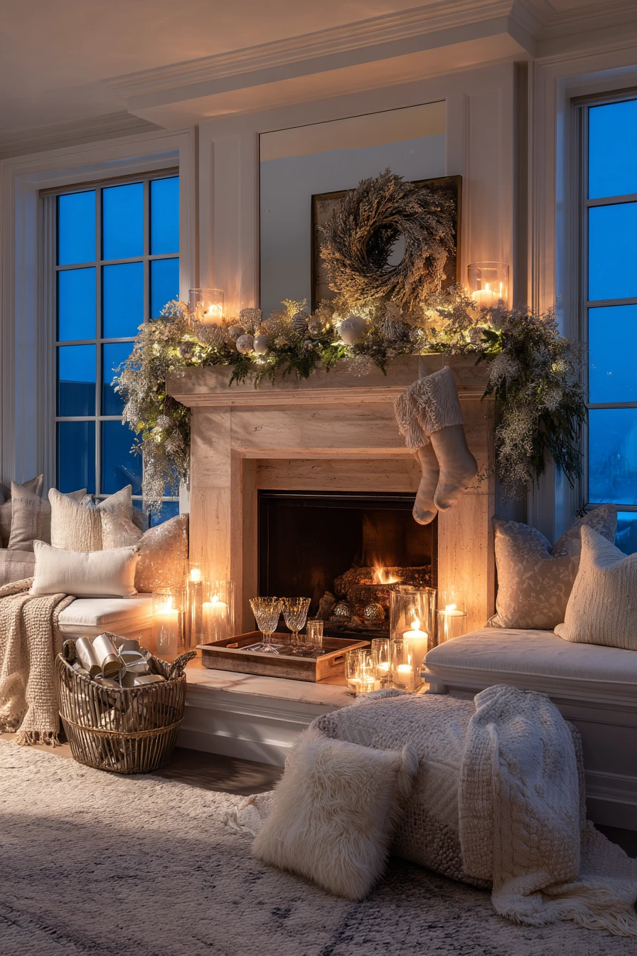 holiday fireplace decorating ideas 39
