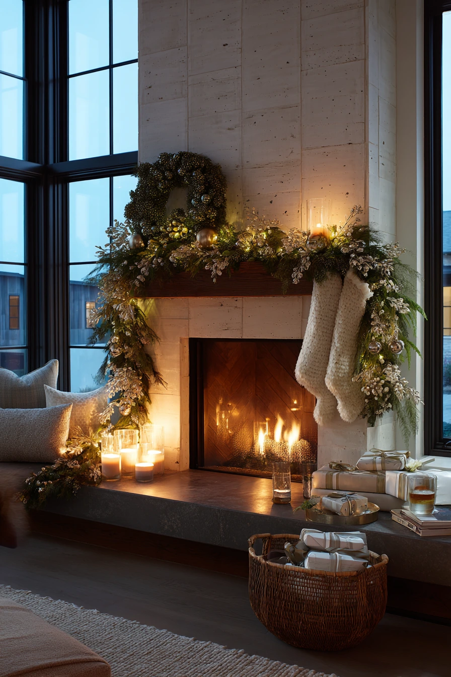 holiday fireplace decorating ideas 40