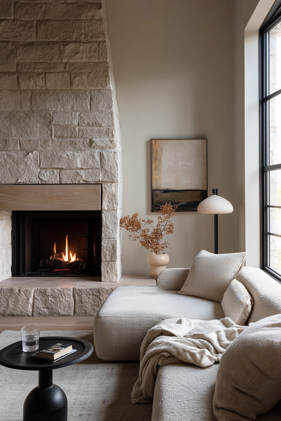 modern stone fireplace ideas 2