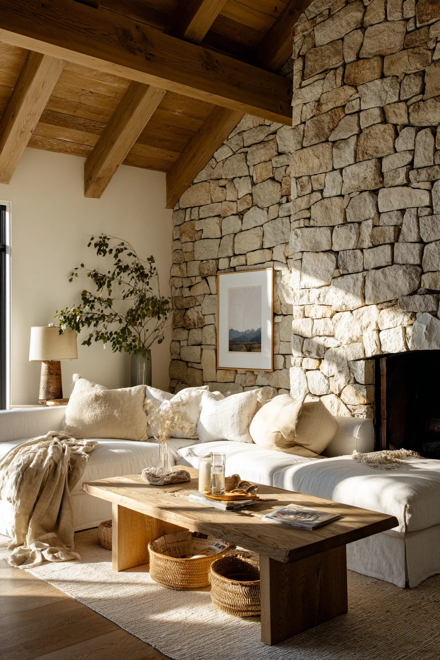 modern stone fireplace ideas 20