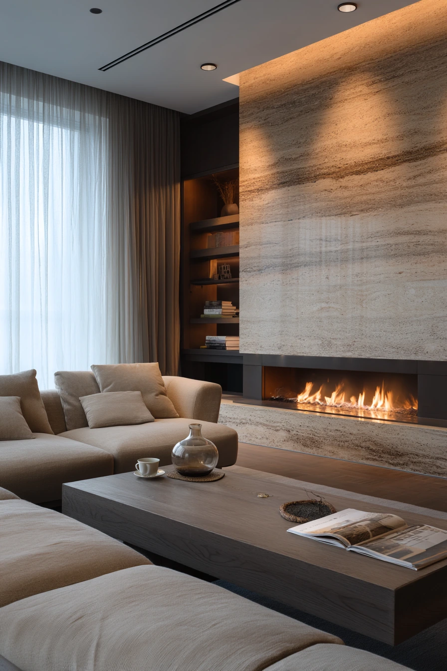 modern stone fireplace ideas 23