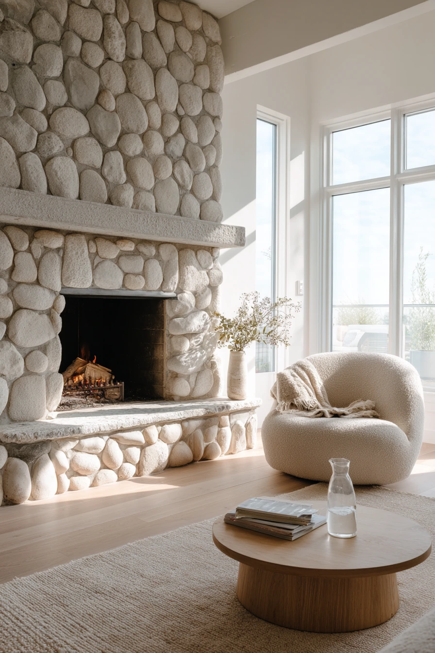 modern stone fireplace ideas 25