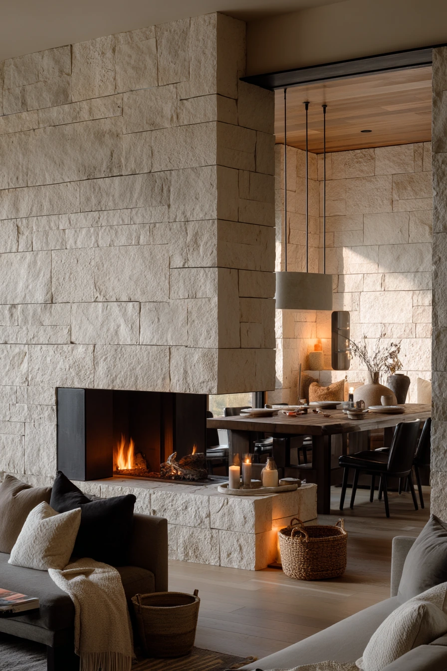 modern stone fireplace ideas 32