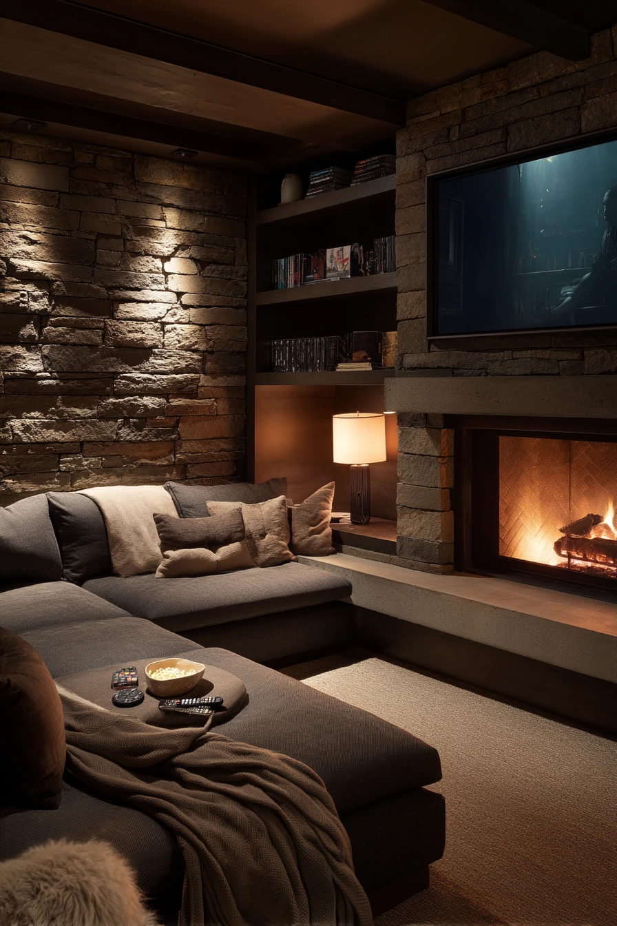 modern stone fireplace ideas 39