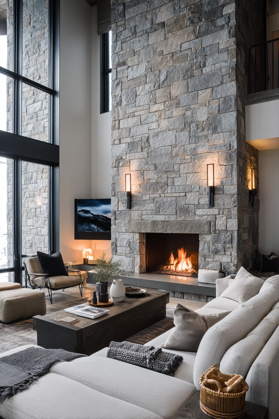 modern stone fireplace ideas 5