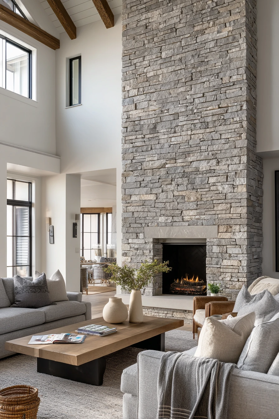 modern stone fireplace ideas 7