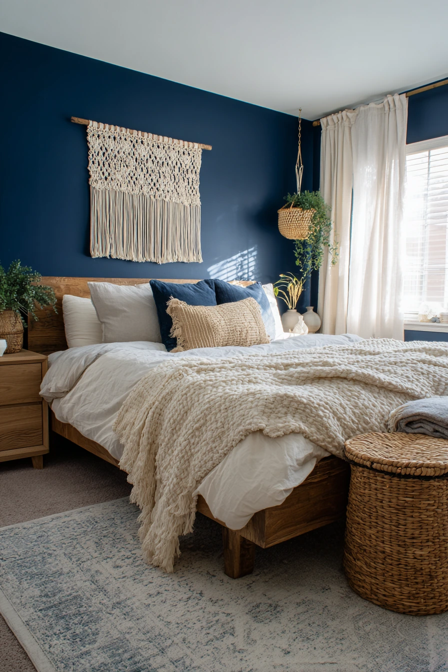 navy blue boho bedroom 6