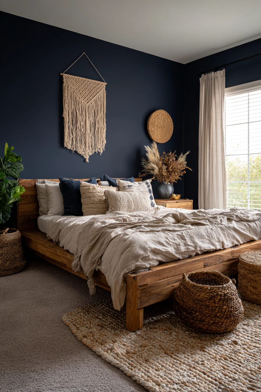 navy blue boho bedroom 7